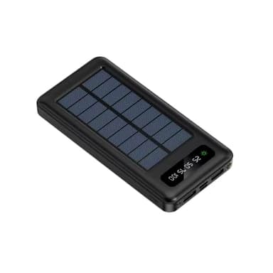 SQUADO Power Bank 20000mAh con Ricarica Solare - Caricatore Portatile, USB-C, USB per i smartphone,tablet e laptop Cavi Incorporati USB, USB-C e Micro USB bianco e nero colore