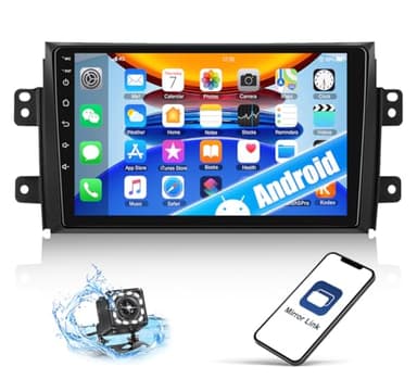 CAMECHO Autoradio Android 13 con Navigatore GPS per Suzuki SX4/Fiat Sedici 2006-2013,Stereo Doppio Din con Schermo da 9 Pollici Bluetooth RDS/FM MirrorLink e USB+Telecamera Posteriore