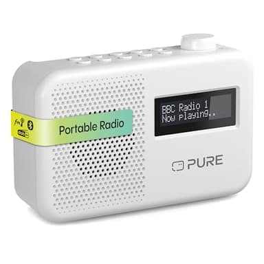 Pure Elan One2 Radio Portatile DAB+/FM con Bluetooth 5.1 (display LCD, 10 tasti di memoria, alimentazione a batteria con 4xAA possibile) Bianco Cotone