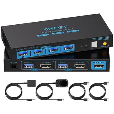 USB 3.0 Switch KVM HDMI 2 PC 1 Monitor 4K60Hz Utilizzato per 2 computer per condividere 1 display e 4 dispositivi USB come tastiera, mouse Include controller cablato da scrivania e 2xcavi USB3.0