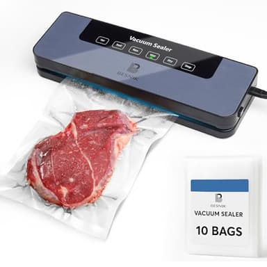 BESNIK Macchina Sottovuoto per Alimenti. Cibi freschi fino a 8 volte più lungo grazie al Potente sigillatura ermetica Macchina Sottovuoto Professionale per uso domestico, sacchetti inclusi