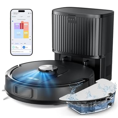 Vexilar Robot Aspirapolvere Lavapavimenti con Mappatura,8000Pa,3 Ore Autonomia,Svuotamento Automatico,W11 Aspirapolvere Robot Lavapavimenti con Mappatura con Stazione per Tappeti/Pavimenti/Peli