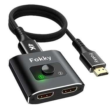 Switch HDMI 4K@60Hz, Splitter HDMI【con Cavo da 1M(3.3ft) 】Bidirezionale Sdoppiatore hdmi 2 Ingressi a 1 Uscita o 1 Ingresso a 2 Uscite (Nero con Cavo da 1M)