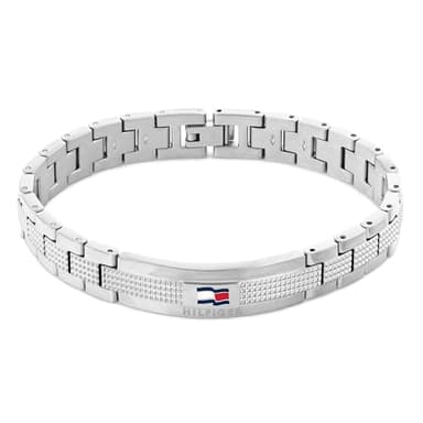 Tommy Hilfiger Jewelry Bracciale a Maglie da Uomo in Acciaio Inossidabile - Disponibile in Argento o Nero