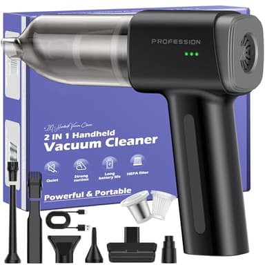 Bemkia Aspirabriciole Senza Fili, 28000Pa Aspirapolvere Auto, 4 in 1 Mini Aspirapolvere Cordless per Auto, Animali Domestici, Casa, Ufficio Usa (Nero)