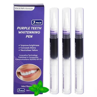iwontalersy 3 Pezzi Penna Sbiancante Denti,Penna Gel Denti Bianchi,Efficace Rimozione Delle Macchie,Rapido Sbiancamento dei Denti,Viola
