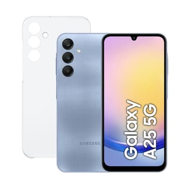 SAMSUNG Galaxy A25 5G 256 GB con custodia, Android Mobile, Smartphone gratuito, Ricarica rapida, Fotocamera da 50 MP, senza Galaxy Buds FE, blu (versione spagnola)
