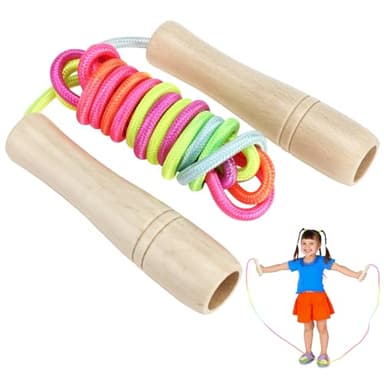 Corda Per Saltare Bambini, Corda Per Saltare, 250cm Corda Per Saltare Arcobaleno Per Bambini Regolabile, Con Manici In Legno E Corde Di Cotone, Adatte Per Fitness/Scuola/Regali, Interni Ed Esterni.