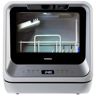 PremierTech Mini Lavastoviglie Portatile, Da Campeggio, Barca, Casa Vacanze, Hotel, Bed & Breakfast, 6 programmi, Compatta, Minimo Ingombro, Da Tavolo Appoggio, Lavaggio Frutta Biberon, Silver, PTLS2S