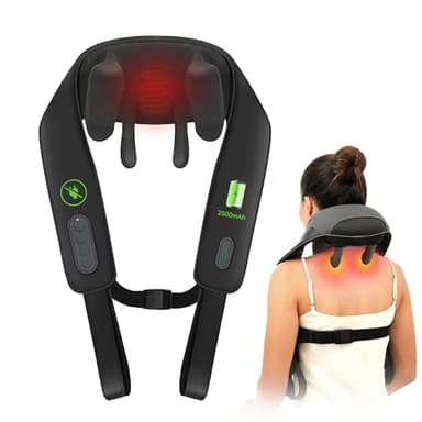 Snailax Massaggiatore cervicale senza fili migliorato con calore, shiatsu 4D per collo, spalle, schiena, gambe