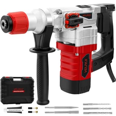 SDS-Plus Martello Perforatore 1500W, Martello Demolitore 28J con Frizione di Sicurezza e Controllo Vibrazioni, Tassellatore 3 Funzioni, Inclusi Scalpelli, Punte e Borsa Attrezzi per Cemento e Muratura