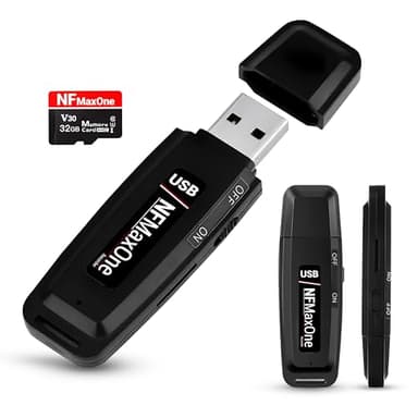 Registratore vocale spia digitale con microSD da 32 GB incluso | Mini registratore audio ideale per riunioni, interviste, lezioni | registratore USB spia portatile con fino a 500 ore registrazione ST