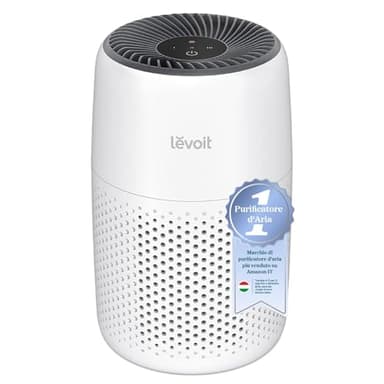 LEVOIT Purificatore d'Aria con Filtro HEPA, 7 Watt, Risparmio Energetico, 3 Velocità Contro Muffe, Polvere, Peli di Animali Fino a 0,3 μm Allergie, in Camera da Letto, 25 dB, Bianco