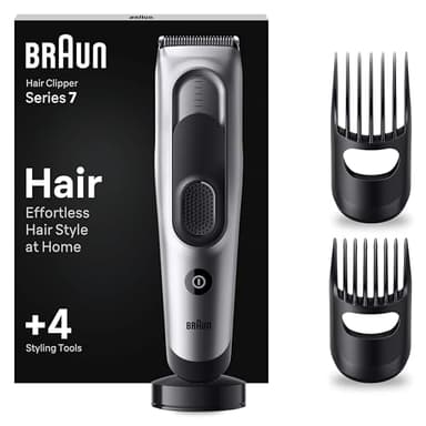 Braun Series 7 TAGLIACAPELLI UOMO, Con 17 Impostazioni Di Lunghezza, Sistema Di Memoria Safetylock, lame Ultra Affilate, 2 Pettini, Batteria Ni-Mh 50 Minuti Di Autonomia, Idea Regalo, HC7390