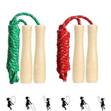 2 corde per saltare regolabili, corda per saltare con manico in legno e corda di cotone, ideali per esercizi di fitness, gioco/bruciare grassi, 260 cm