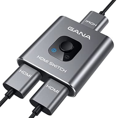 HDMI Switch HDMI Splitter 4K 60Hz | GANA Sdoppiatore HDMI bidirezionale 2 Ingresso a 1 Uscita o 1 In a 2 Out Alluminio Commutatore HDMI Supporta 4K 3D 1080P per TV/Blu-ray/Firestick/Xbox/PS3/4/5-Plata