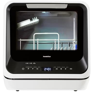 PremierTech Mini Lavastoviglie Portatile, Da Campeggio, Barca, Casa Vacanze, Hotel, Bed & Breakfast, 6 programmi, Compatta, Minimo Ingombro, Da Tavolo Appoggio, Lavaggio Frutta Biberon, Nera PTLS2B
