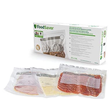FoodSaver 20 Sacchetti per Sottovuoto Riutilizzabili con Chiusura Lampo, per Alimenti, Senza BPA, 3.8 lt