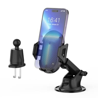 GRIFEMA Porta Cellulare Auto e Supporto Telefono Auto per Cruscotto, Parabrezza o Bocchetta Aria, con Ventosa e Clip, Rotazione 360°, Rilascio a Una Mano per Smartphone 4,7-7,2 Pollici