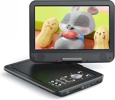YOTON Lettore DVD Portatile 12,5" con Schermo Girevole HD da 10,5" per Auto e Bambini, con Caricatore per Auto, Supporta 6 Ore di Batteria Integrata e USB/scheda SD/sincronizzazione TV,Nero