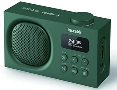 Inscabin P2 Portable DAB/DAB + FM Radio digitale/Altoparlante wireless portatile con Bluetooth/Suono stereo/Design piacevole/Doppia sveglia(Green)