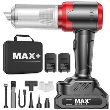 Aspirabriciole Senza Fili, 28000PA Aspirapolvere per Auto, 2er 7500 mAh Aspirapolvere Portatile Ricaricabile, 3 in 1 Aspirapolvere Potente per PC, Auto, Divano, Animale Domestico, Cucina(Nero)