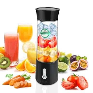 talifoca Frullatore portatile da 500 ml per frullati e frullati, mixer per frullati e frullatori, mini frullatore portatile con 6 lame in acciaio inox, ricaricabile di tipo C
