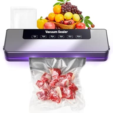 Macchina Sottovuoto per Alimenti 4 in 1 Sigillatrice a Batteria con Vuoto Esterno 50 Sacchetti Inclusi Per Cottura Sous Vide e Conservazione Cibi Freschi Taglia-Sacchi Integrato Macchina Sottovuoto