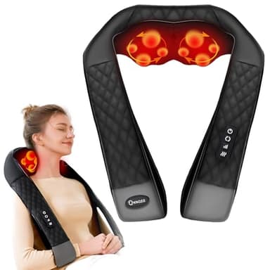 KNQZE® Massaggiatore cervicale, 2025 Shiatsu 4D massaggiatore schiena e collo, Massaggio collo 4D con impastamento del tessuto profondo, Alleviare la fatica, Regalo donna uomo mamma