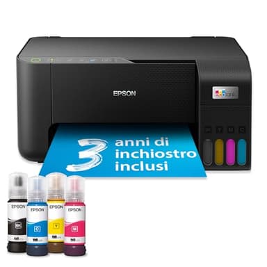 Epson EcoTank ET-2862 Stampante Multifunzione 3-in-1 A4, Serbatoi Ricaricabili Alta Capacità, 4 Flaconi Inclusi pari a 4500pag B/N 7500pag Colore, Display LCD USB Wi-Fi/Direct Fronte/retro, Nero