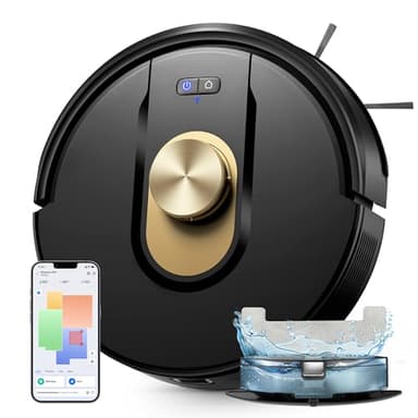 Vexilar Robot Aspirapolvere Lavapavimenti con Mappatura 7000Pa,150 minuti,Silenzioso W9 Aspirapolvere Robot Lavapavimenti Potente LiDAR Laser per Pavimenti/Tappeti/Peli,Controllo Vocale/APP/Remoto