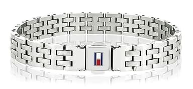 Tommy Hilfiger Jewelry Braccialetto da Uomo in Acciaio Inossidabile con la Bandiera Iconica di Tommy Hilfiger - 2701062