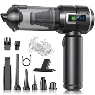 Aspirabriciole Senza Fili, 22000Pa 4-in-1 Aspirapolvere Auto Cordless con Schermo, One-Touch Dust Dump con 3 Velocità Motore Brushless, Mini Aspirapolvere per Casa,Ufficio, Auto,Capelli, Grigio Scuro