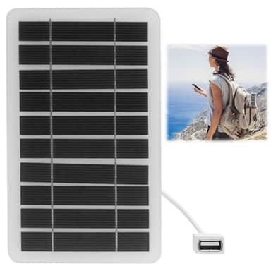 Pannello Solare Portatile da Viaggio 2W 5V con Connettore USB, Caricatore Solare Impermeabile e Durevole per Cellulare, Power Bank, Attività all'Aperto, Telaio in Lastra Epossidica Robusto 