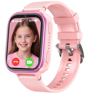 MOONKIDS 4G Orologio Smartwatch Bambini, Smartwatch con Sim, Fotocamera Torcia Sveglia Audiolibri, Orologio Intelligente per Ragazza e Ragazzo (Rosa)