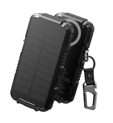 Dexnor Power Bank Solare 27.000mAh con Ricarica Rapida 65W PD3.0 & QC3.0, Batteria Esterna Portatile con Caricabatterie Wireless, Torcia e Moschettone - Compatibile con MagSafe e Qi