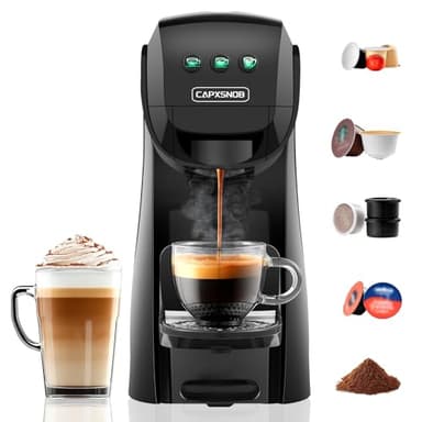 Warriors1 Macchina da Caffè a Capsule 5 in 1 per Nespresso, Lavazza A Modo Mio, Espresso Point, Dolce Gusto e Caffè Macinato, 20 bars, 0,8 L, Calore e Quantità Regolabili, Compatta per Casa e Ufficio