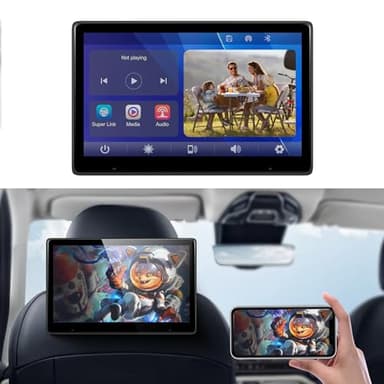 Lettore TV portatile per poggiatesta dell'auto per sedile posteriore con Bluetooth, lettore video touch screen IPS da 10,1 pollici, supporto Carplay e Android Auto, Mirror Link + Scheda TF da 64 GB
