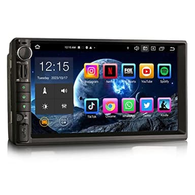 Erisin 7 pollici 8-Core 4GB RAM+64GB ROM Universal Android 13 Autoradio 2 din con Android Auto e CarPlay Supporto GPS Navigatore DSP Bluetooth 5.0 Wifi FM Radio DAB+ RDS USB OBD2 4G TPMS Touchscreen