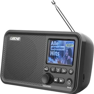 LEICKE DAB Radio Portatile con Bluetooth, Radio Digitale DAB+/FM Ricaricabile, Batteria da 2000 mAh, Display a Colori da 2,4", Connessione MicroSD/TF/AUX, Funzioni di Allarme, Impostazione EQ