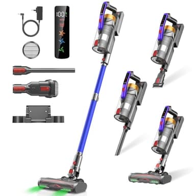 Infaebo Aspirapolvere Senza Fili, 35KPa/400W/45Min, Dotato di Contenitore da 1,8 litri e Spazzola Anti-Groviglio Scopa Elettrica Senza Fili, Utilizzabile per peli di Animali Domestici,Casa, Auto, Blu