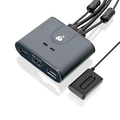 IOGEAR KVM Switch HDMI 2 PC 1 Monitor 1080p@60Hz Full HD per Mouse Tastiera Stampante con Cavi USB HDMI e Telecomando Plug n Play compatibile con Windows Mac e Linux