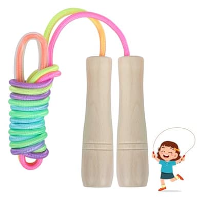 Corda per Saltare Bambini 260 cm, Corda da Saltare Regolabile con Manici in Legno, Corda per Saltare per Ragazzi e Ragazze, corda per saltare professionale, Ideale per Fitness e Attività all'Aperto