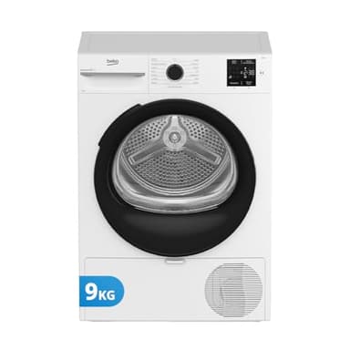 Beko BMTAM93EB - Asciugatrice a Libera Installazione 9 Kg, Classe D, 15 Programmi, Motore Garantito 10 Anni, Display Digitale, Bianco con Oblò Nero, 84.6 x 59.8 x 60.7 (AxLxP)