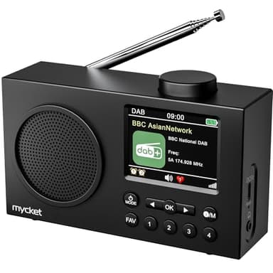 Mycket Portatile DAB/DAB+ Radio, FM Digital Radios con 2025 Tecnologia del Ricevitore Signal più Recente, Radio Ricaricabile con Bluetooth 5.0,Doppia Sveglia, 40 Preimpostazione, 2,4" Colori Display