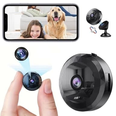 DVONE Mini Telecamera, Mini Telecamera HD 1080P Senza Fili per Interni/Esterni con Audio e Video, con Registrazione a Batteria Lunga, per esterni/interni
