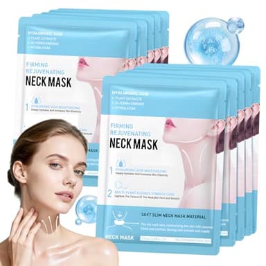 Maschera Collo, Maschera Doppio Mento Donna, Cerotti Lifting Viso, Collo maschera Collagene Viso, Contiene Hyaluronic Acid, Idratante, Anti-Età, Schiarente Delle Linee Riparatore Del Collos,10 Pezzi