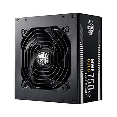 Cooler Master MWE 750 Gold V2 Alimentatore Completamente Modulare (Spina UE) - 80 PLUS Gold da 750W, Cavi Piatti Neri, Ventola HDB da 120mm, Soglia Alta Temperatura -