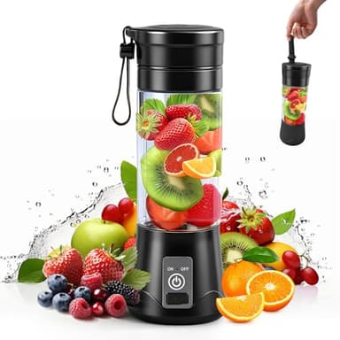 AMFUN Leggero Frullatore Portatile, 380ml Mini Frullatore, USB Ricaricabile Juicer Cup, Frullatore Multifunzione per Smoothie, Frullati, Protein Shake e Succhi di Frutta