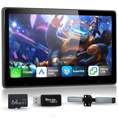 10,1 Pollici Lettore Poggiatesta per Auto, Monitor per Sedili Posteriori con Touch Screen, Hodozzy Poggiatesta Auto TV Video Schermo con Carplay Senza Fili Android Auto, Bluetooth/FM/USB/AUX/Scheda